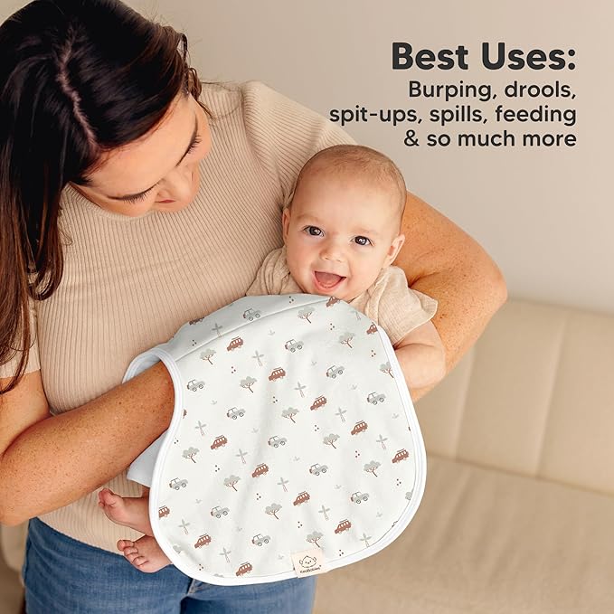 KeaBabies 4-Pack Baby Burp Cloths Baby Girl, Boy - Organic Cotton Burp Cloth, Extra Large, Absorbent, Soft Burping Cloths & Bibs Set for Babies, Newborn Burp Clothes, Thick Burp Rags (Wilderness)