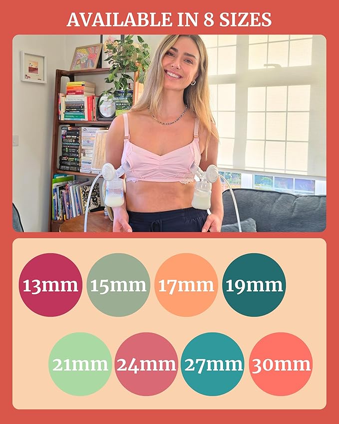 Smaller Cushy Silicone Flanges, Breast Shields - Replacement Pump Parts - for Spectra, Lansinoh, Medela Pumps - Great for Elastic Nipples - Double (2 Pack) - 15mm