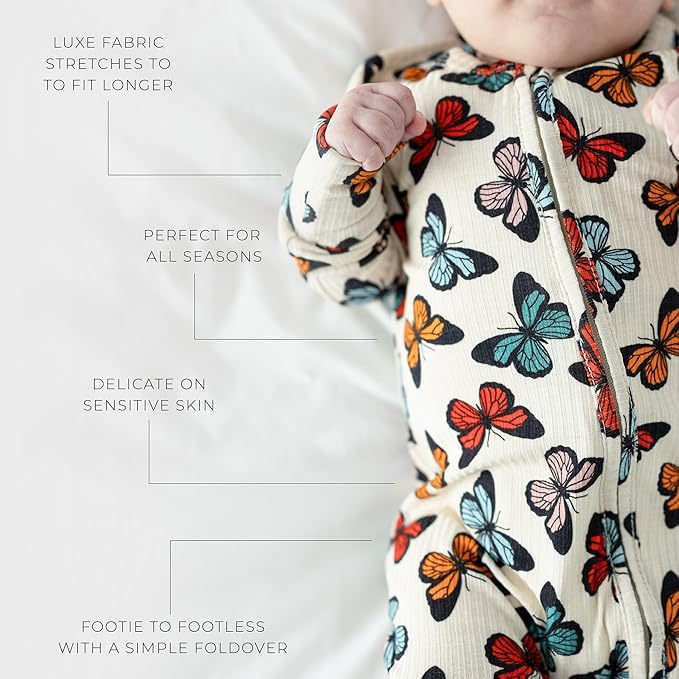 Posh Peanut Convertible Baby Sleepers - Girls Footless Baby Pajamas with 2 Way Zipper for Easy Diaper Changes