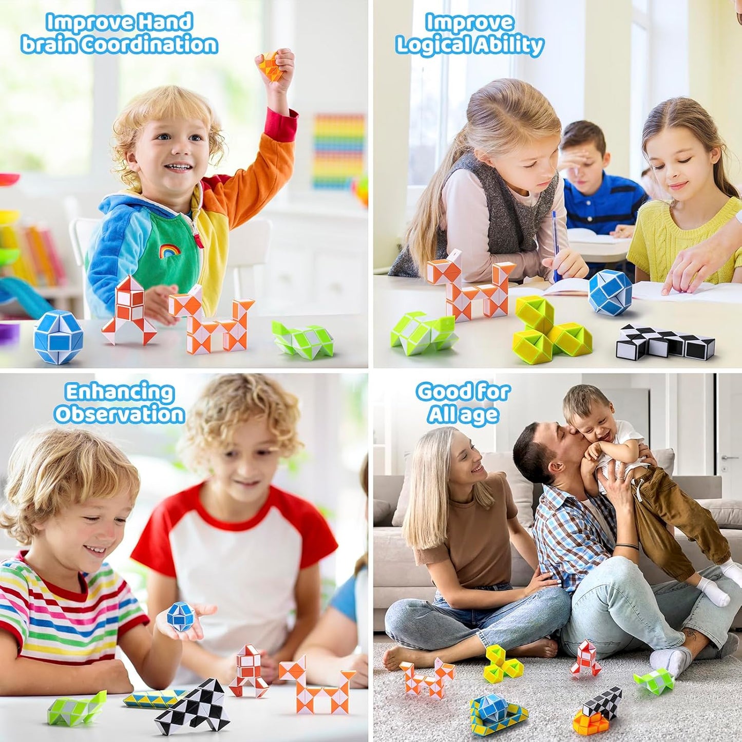 12pcs Party Favors, Fidget Snake Cube Mini Twist Puzzle, Goody Bag Stuffers, Prizes,Classroom Rewards,School,Birthday Gifts Kid,Teens Brain Teasers Speed Cube