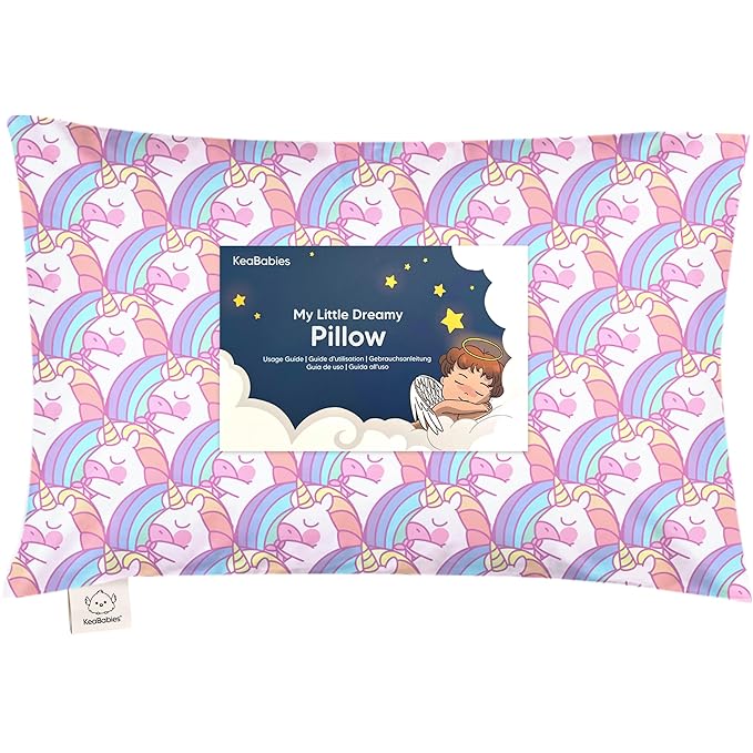 Toddler Pillow with Pillowcase - 13x18 My Little Dreamy Kids Travel Bed Pillows for Sleeping, Organic Cotton Small Pillowcase, Soft & Breathable, Machine Washable, Toddlers 2-5 Years Old (Unicorn)