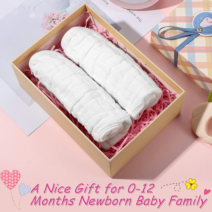 Tatuo 10 Pcs White Muslin Baby Bibs for Baby Boy Girl Adjustable Soft Absorbent Bandana Bibs Bulk for Drooling and Teething