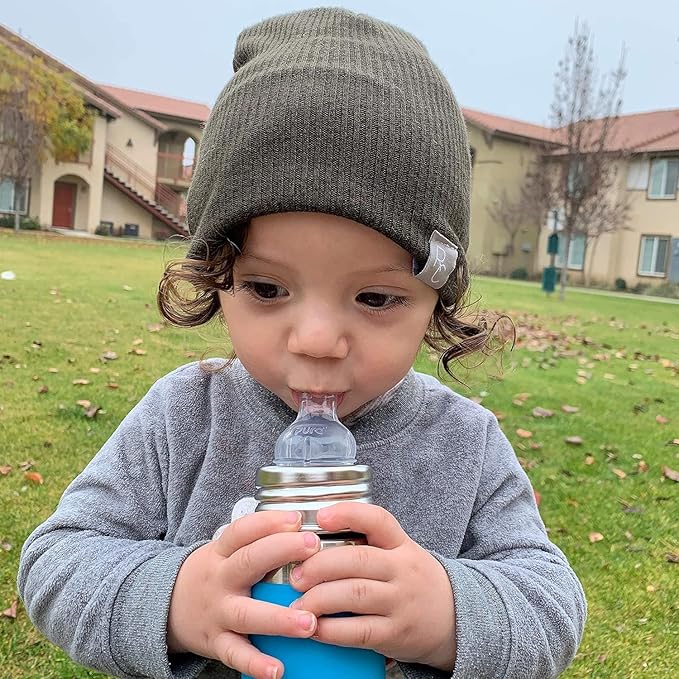 Pura Kiki 11oz/325ml Stainless Steel Sippy Cup Bottle w/Sleeve, Plastic-Free, MadeSafe Certified, Medical-Grade XL Silicone Sipper Spout Fast Flow for Kids, Toddlers, Babies & Infant - Rose Sleeve