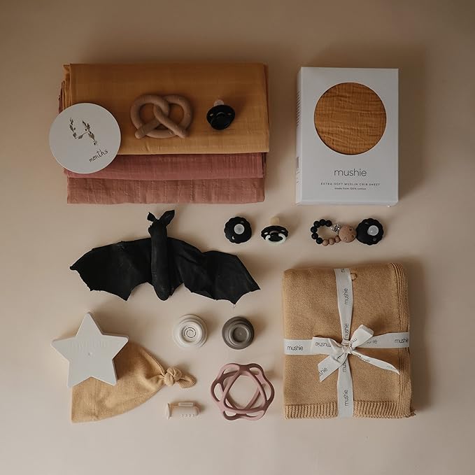 mushie Muslin Baby Swaddle Blanket | 100% Organic Cotton (Cedar)