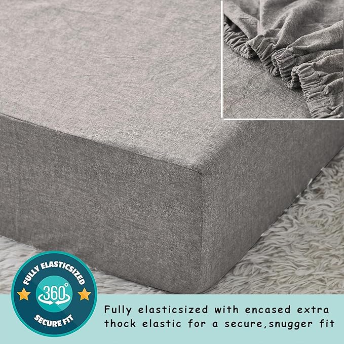 Brandream Crib Bedding Set for Baby Boys 100% Cotton Gender Neutral Boho Bohemian Farmhouse Chic Ruffle 6-Piece Nursery Bedding Set Grey