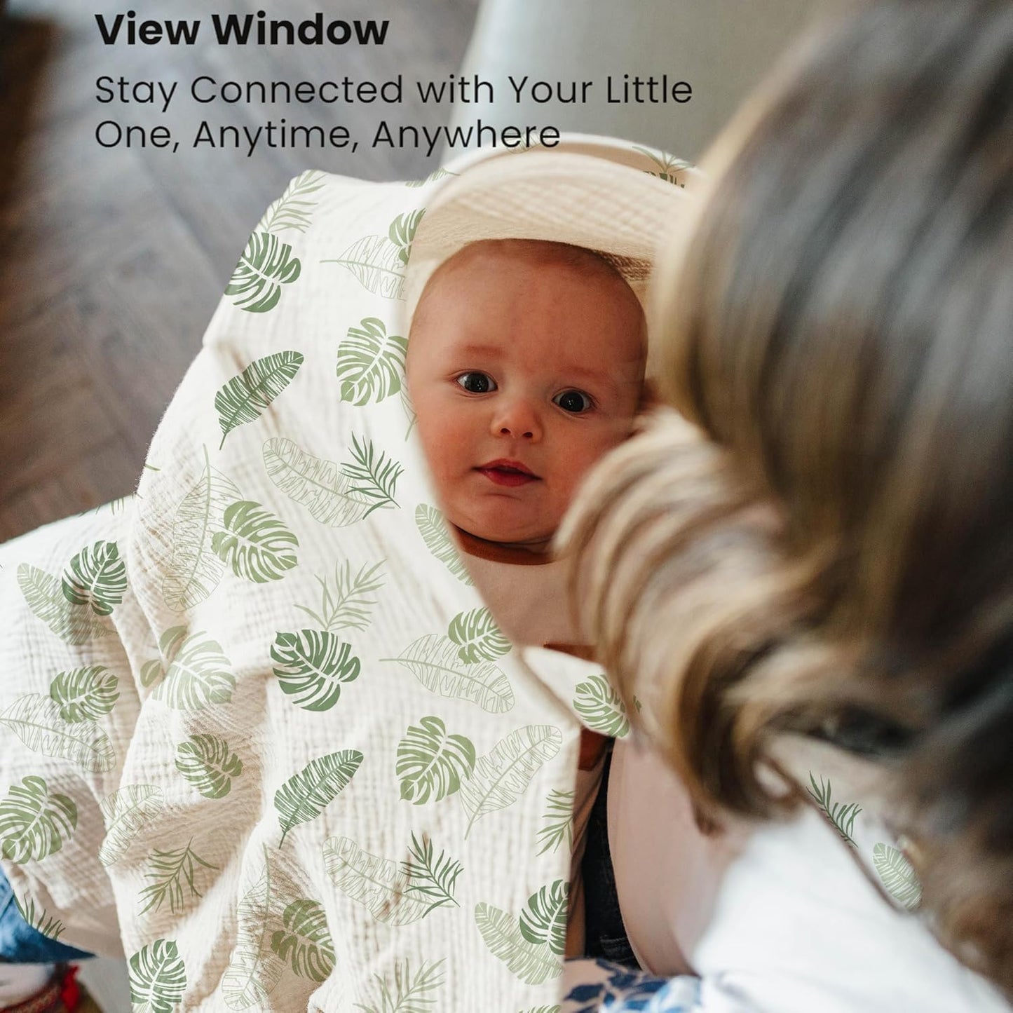 Konssy 2-Pack Muslin Nursing Cover Up for Breastfeeding Moms with Rigid Hoop, 100% Cotton, Lightweight & Breathable Breastfeeding Cover, Adjustable & Comfort