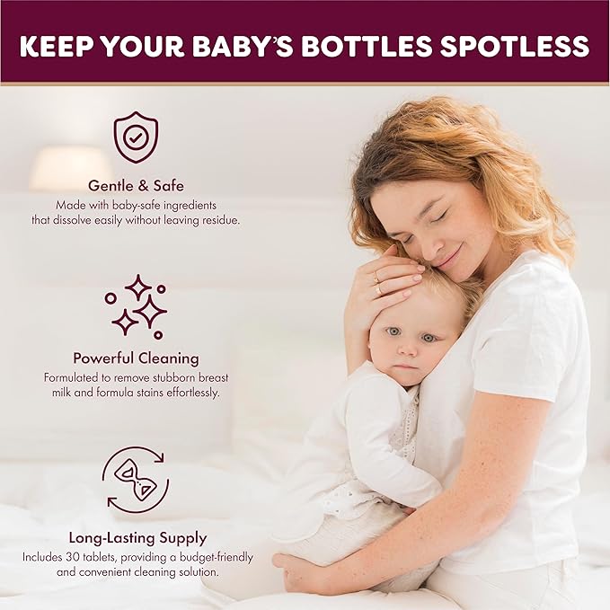 KOOLAMom Baby Bottle Washer Detergent Tablets For Momcozy Baby Breeza & All Bottle Washers - Removes Milk Film & Odor - Non-Toxic, Fragrance-Free Cleaner for Bottles & Pump Parts - 120 Count