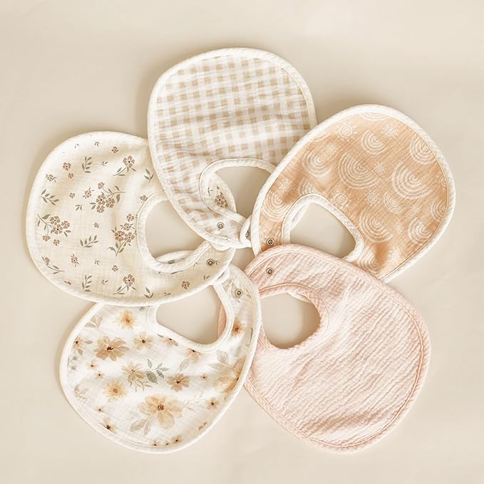 Konssy Muslin Baby Bibs 8 Pack Baby Bandana Drool Bibs Cotton for Unisex Boys and Girls, Soft Absorbent Set for Teething and Drooling