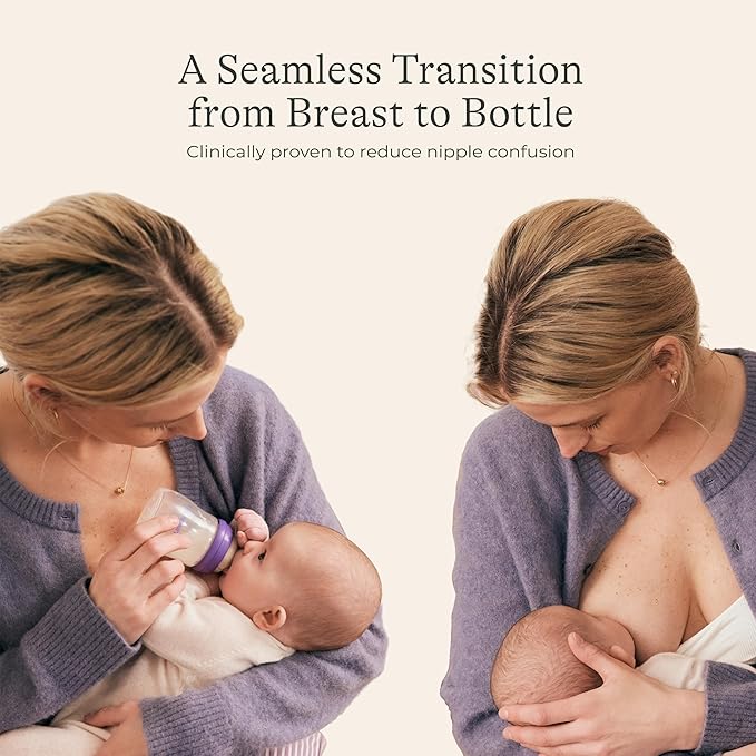 Lansinoh Anti-Colic Baby Bottles for Breastfeeding Babies, 5 Ounces, 3 Count, Includes 3 Slow Flow Nipples, Size S