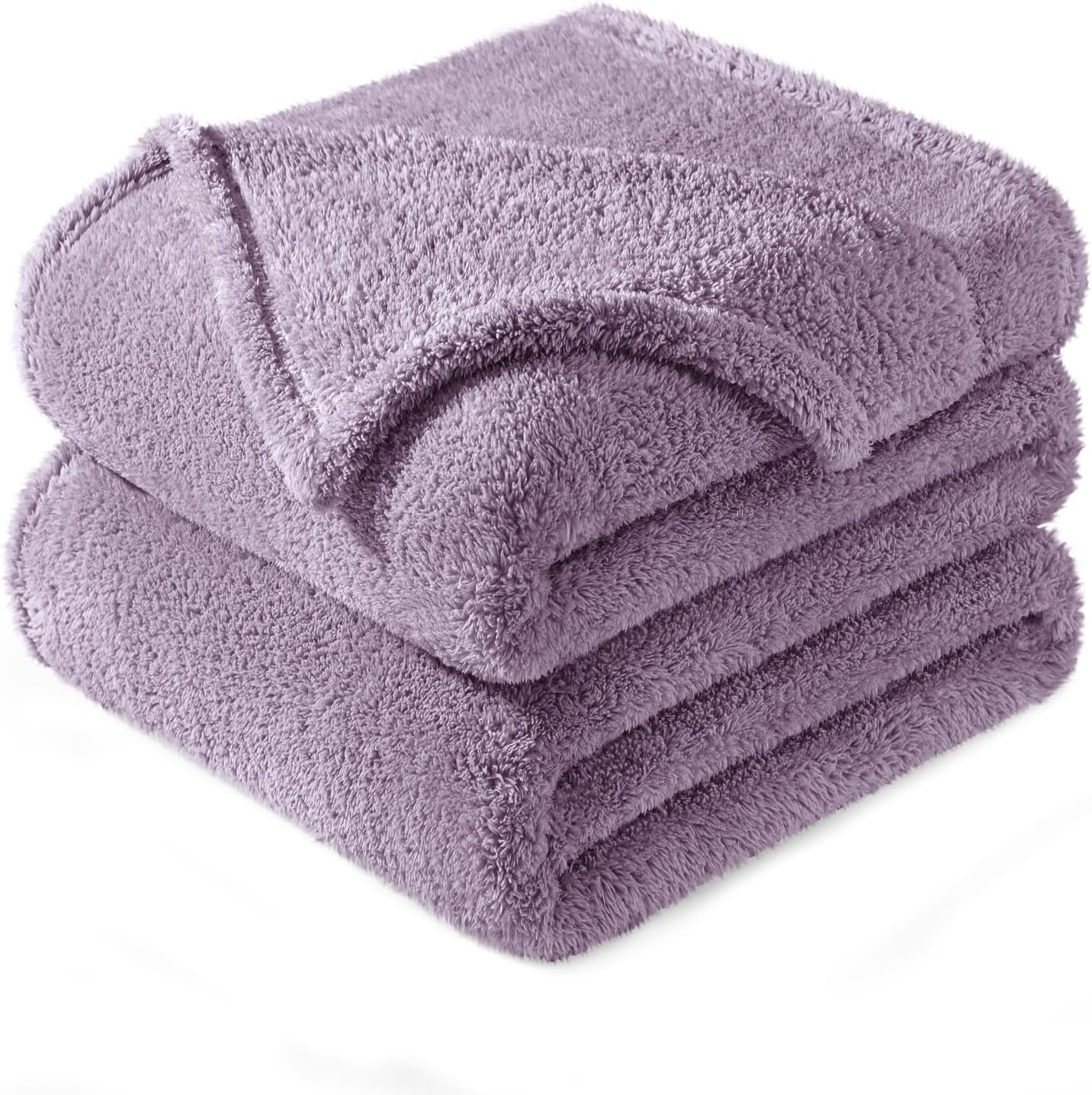 Exclusivo Mezcla King Size Flannel Fleece Blanket, Super Soft Velvet Plush Bed Blanket, Fuzzy Cozy and Warm for All Seasons, 90x104 Inches, Grayish Purple