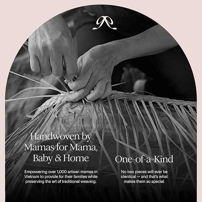 Bebe Bask Premium Baby Changing Basket - Artisan-Crafted Scalloped Rattan - Changing Basket for Baby Dresser - All Accessories Included - Complete Set for Nursery (Natural)