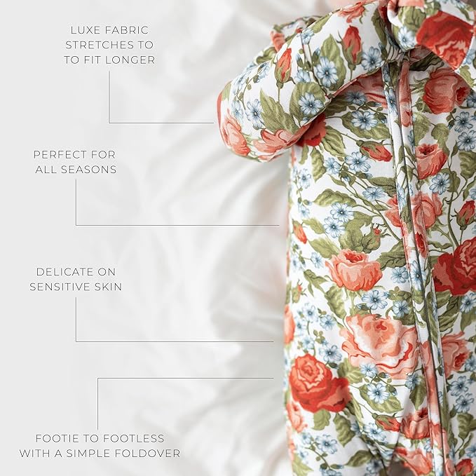 Posh Peanut Convertible Baby Sleepers - Girls Footless Baby Pajamas with 2 Way Zipper for Easy Diaper Changes