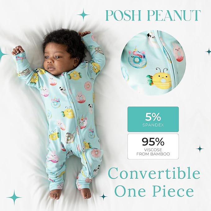 Posh Peanut Convertible Baby Sleepers - Girls Footless Baby Pajamas with 2 Way Zipper for Easy Diaper Changes