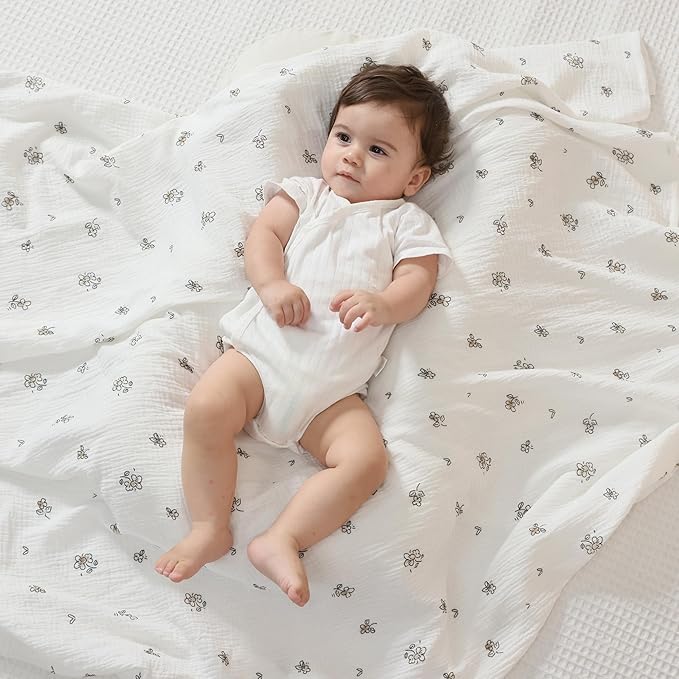 JELLYMONI Muslin Swaddle Blankets for Unisex, 2 Pack Newborn Receiving Blanket, Large 47 x 47 inches Soft Breathable Muslin Baby Blanket for Newborn Boys & Girl