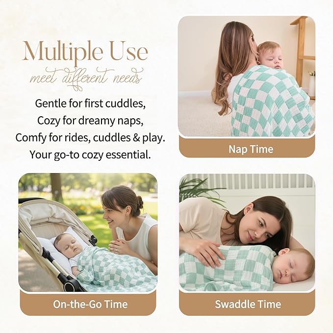 Ultra Soft Muslin Baby Blanket, A Versatile Swaddle and Bed Blanket for Babies, Toddlers, Boys, and Girls (1 Pack).