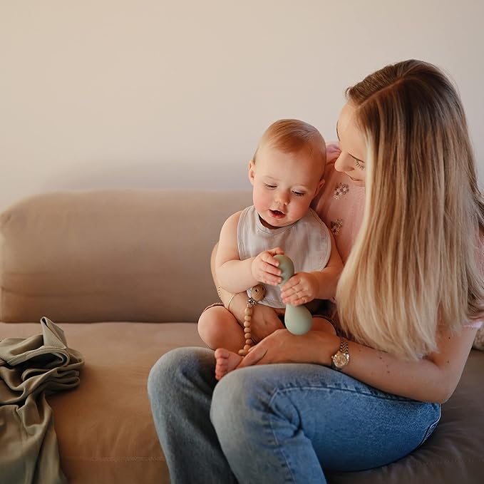 mushie Muslin Baby Bib | Soft Cotton for Infant Drips, Drools & Feedings | Adjustable Fit | 2 Pack