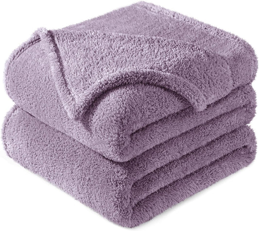 Exclusivo Mezcla Twin Size Flannel Fleece Blanket, Super Soft Velvet Plush Bed Blanket, Fuzzy Cozy and Warm for All Seasons, 60x80 Inches, Grayish Purple