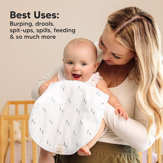 KeaBabies 4-Pack Baby Burp Cloths Baby Girl, Boy - Organic Cotton Burp Cloth, Extra Large, Absorbent, Soft Burping Cloths & Bibs Set for Babies, Newborn Burp Clothes, Thick Burp Rags (Nordic)