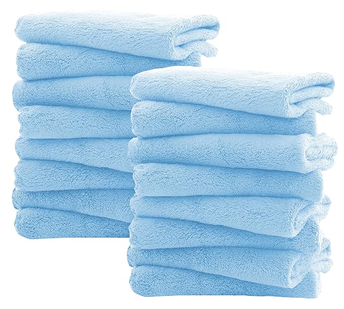 16 Pack Burp Cloths for Baby - 20" by 10" Ultra Absorbent Burping Cloth, Newborn Towel - Milk Spit Up Rags - Burpy Cloths for Unisex, Boy, Girl - Burp Cloths Set (Aquamarine)