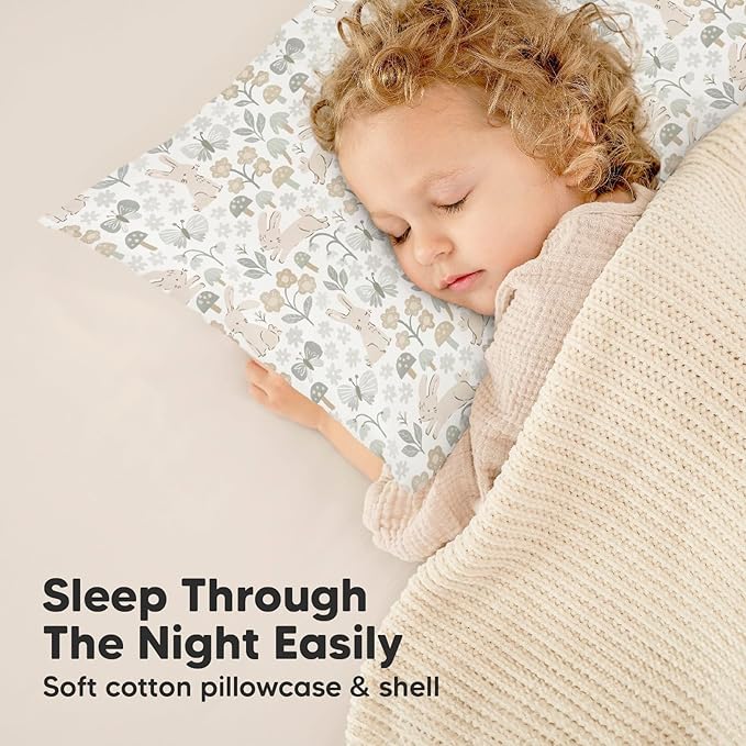 Toddler Pillow with Pillowcase - 13x18 My Little Dreamy Kids Travel Bed Pillows for Sleeping, Organic Cotton Small Pillowcase, Soft & Breathable, Machine Washable, Toddlers 2-5 Years Old (Prairie)