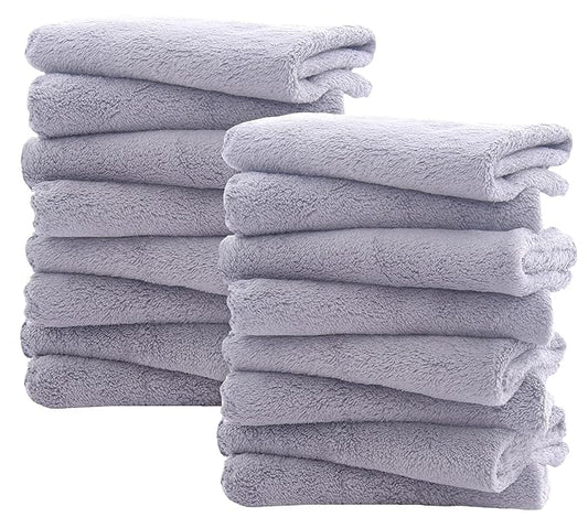 16 Pack Burp Cloths for Baby - 20" by 10" Ultra Absorbent Burping Cloth, Newborn Towel - Milk Spit Up Rags - Burpy Cloths for Unisex, Boy, Girl - Burp Cloths Set (Grey)