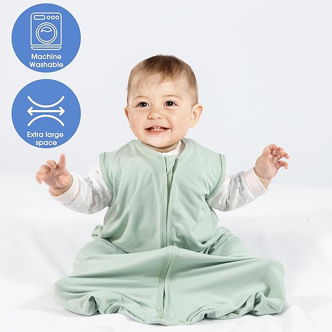 Baby Sleep Sack 0-6 Months Baby Wearable Blanket 100% Rayon Cotton 2-Way Zipper Toddler Sleeping Sack，Comfy Soft Lightweight TOG 0.3