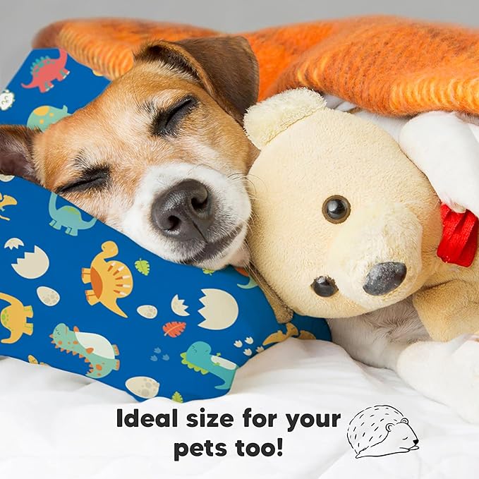 Toddler Pillow with Pillowcase - 13x18 My Little Dreamy Kids Travel Bed Pillows for Sleeping, Organic Cotton Small Pillowcase, Soft & Breathable, Machine Washable, Toddlers 2-5 Years Old (DinoWorld)