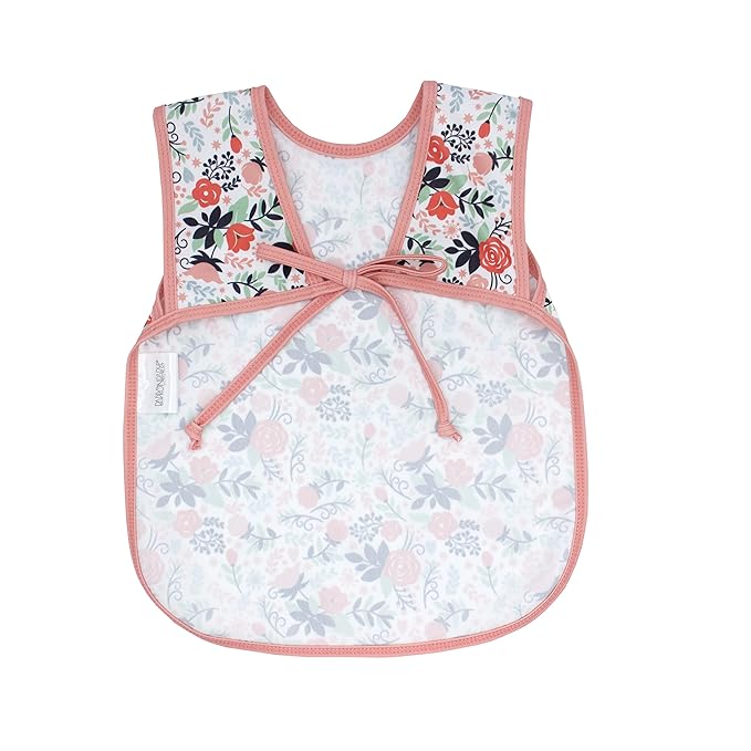 BapronBaby Vintage Rose Bapron - No Neck Tie Safer Bib for Baby & Toddler - Soft Waterproof Stain Resistant - Machine Washable - Sz Baby/Toddler 6m-3T