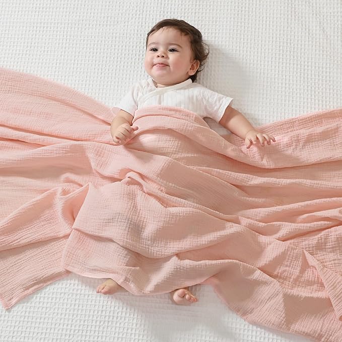 JELLYMONI Muslin Swaddle Blankets for Unisex, 2 Pack Newborn Receiving Blanket, Large 47 x 47 inches Soft Breathable Muslin Baby Blanket for Newborn Boys & Girl