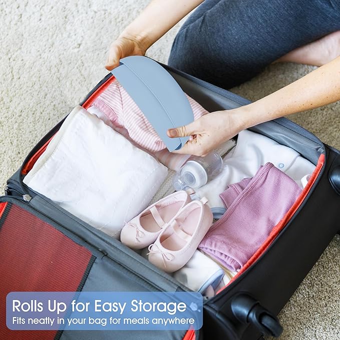 2 Pack Silicone Baby Bibs Adjustable Fit Waterproof Bib With Leak Proof Food Pouch Catcher for Eating Boys Girls