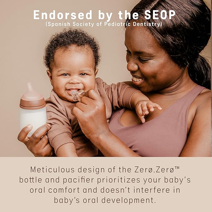 Suavinex Zero Zero Newborn Starter Set Small Anti Colic Baby Bottle + Pacifier, No 1 Spanish Baby Bottle Brand, Minimizes Bottle Rejection & Nipple Confusion, Adaptable Flow - Medium