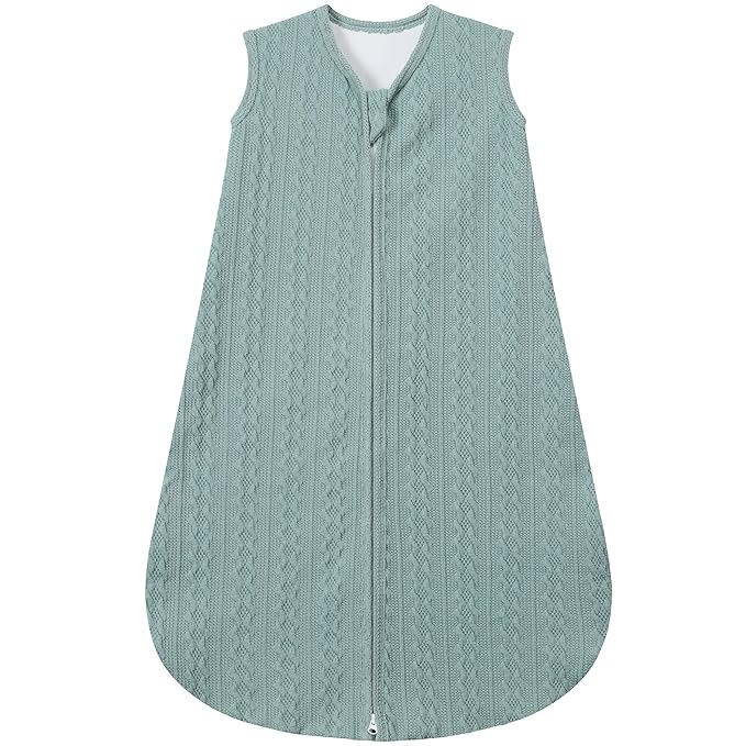 Baby Sleep Sack 12-18 Months, Baby Wearable Blanket 100% Acrylic knit 2-Way Zipper Toddler Sleeping Sack TOG 0.5 (Green)