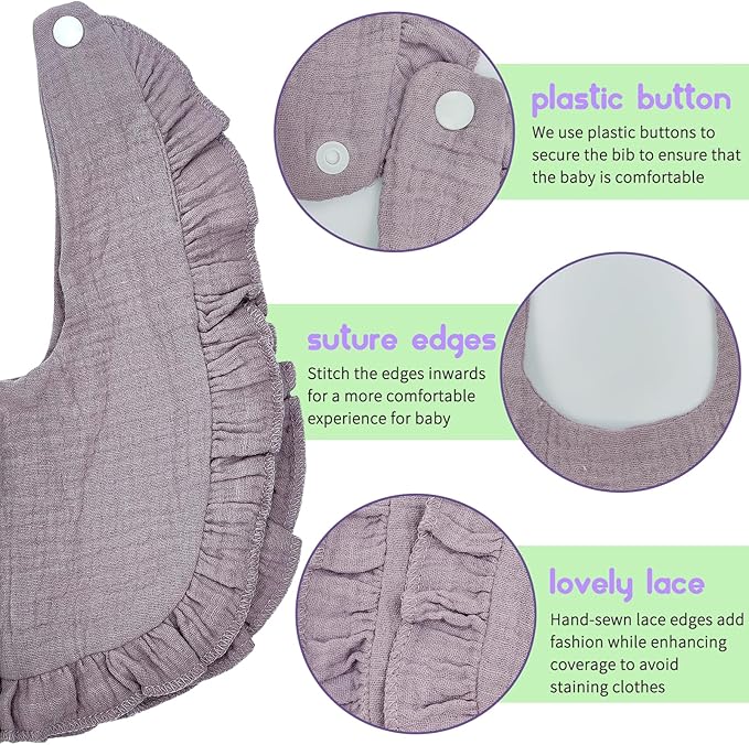 Baby Bibs Muslin Bibs 8 Pack for Drooling and Teething for Unisex Girls Boys