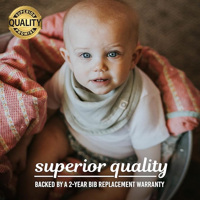 Kishu Baby Indi - Fairtrade Organic Baby Bibs for Girls or Boys - Rounded, 4-Way Reversible, 8 Layer Muslin Drool Bibs