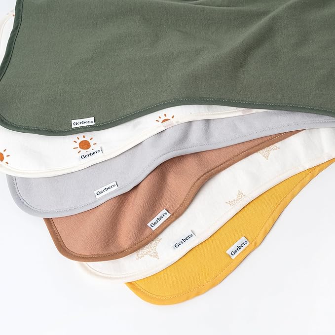 Gerber Baby Unisex Burp Cloths 5-Pack, Rust Tan, Size 10.5" x 21"