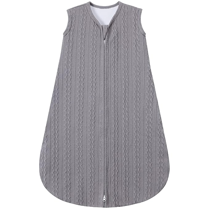 Baby Sleep Sack 0-6 Months, Baby Wearable Blanket 100% Acrylic knit 2-Way Zipper Toddler Sleeping Sack TOG 0.5 (Grey)