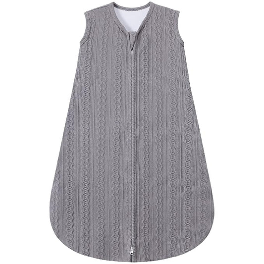 Baby Sleep Sack 18-24 Months, Baby Wearable Blanket 100% Acrylic knit 2-Way Zipper Toddler Sleeping Sack TOG 0.5 (Grey)