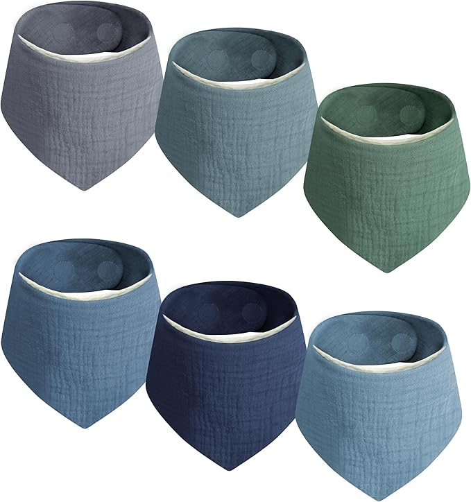 Magnetic Bandana Drool Bibs 6-pack - Magnetic Closure Baby Bibs - Safe, Easy, Chic Teething Bib