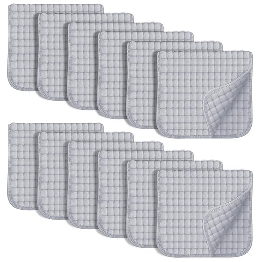 SWEET DOLPHIN 12 Pack Muslin Burp Cloths Large 100% Cotton Hand Washcloths for Baby - Baby Essentials Extra Absorbent and Soft Boys & Girls Milk Spit Up Rags for Newborn Registry - Slate, 20" X10"