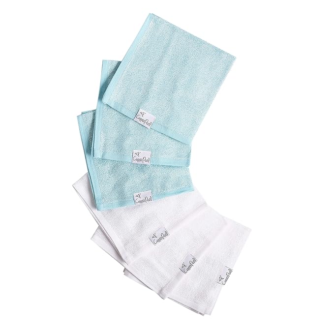 Copper Pearl 6 Ultra Soft Baby Bath Washcloths Premium Large Soft Sonny (Blue/White) 11" x 11" Towels