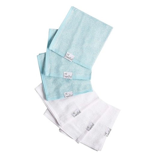 Copper Pearl 6 Ultra Soft Baby Bath Washcloths Premium Large Soft Sonny (Blue/White) 11" x 11" Towels