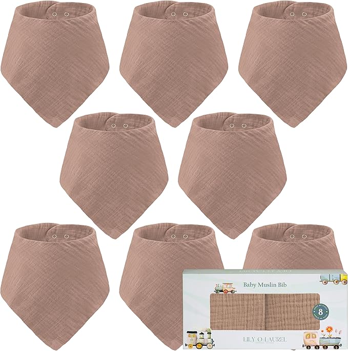 Muslin Baby bibs for drooling and teething, 100% cotton, Bibs for baby girl, Muslin bibs for boys (8 Pack)