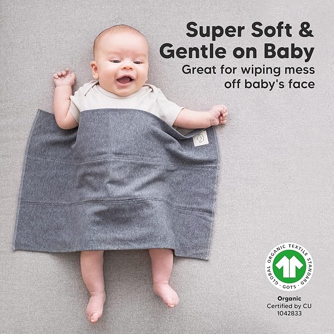 Organic Burp Cloths Baby Boy, Girl - 6-Pack Large Cotton Burping Cloths for Babies, Spit Up Rags, Super Absorbent, Ultra Soft Newborn Rag, Gender Neutral, Machine Washable, Durable (Neutrals)