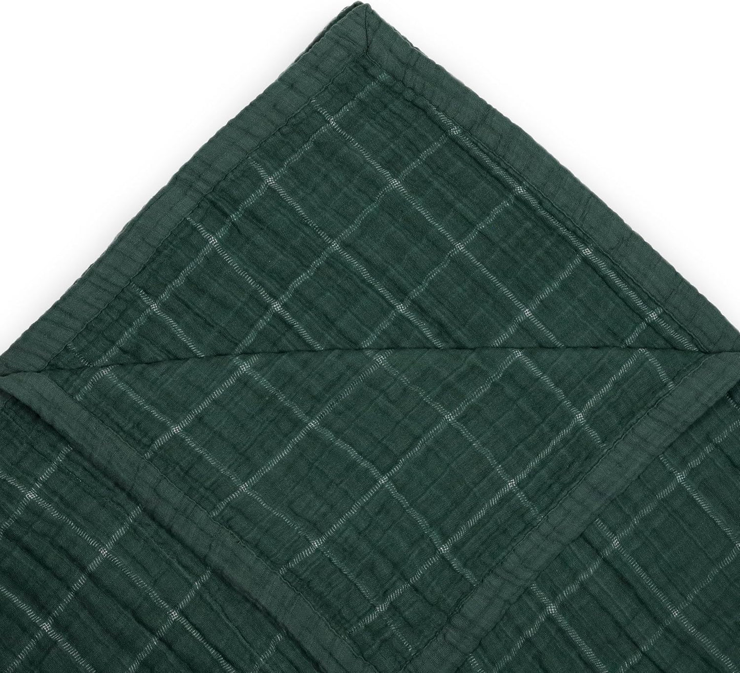 Little Unicorn Premium Quilted Throw | Super Soft, Multi-Layered Muslin XL Blanket| Great for Kids & Families (Evergreen Plaid)