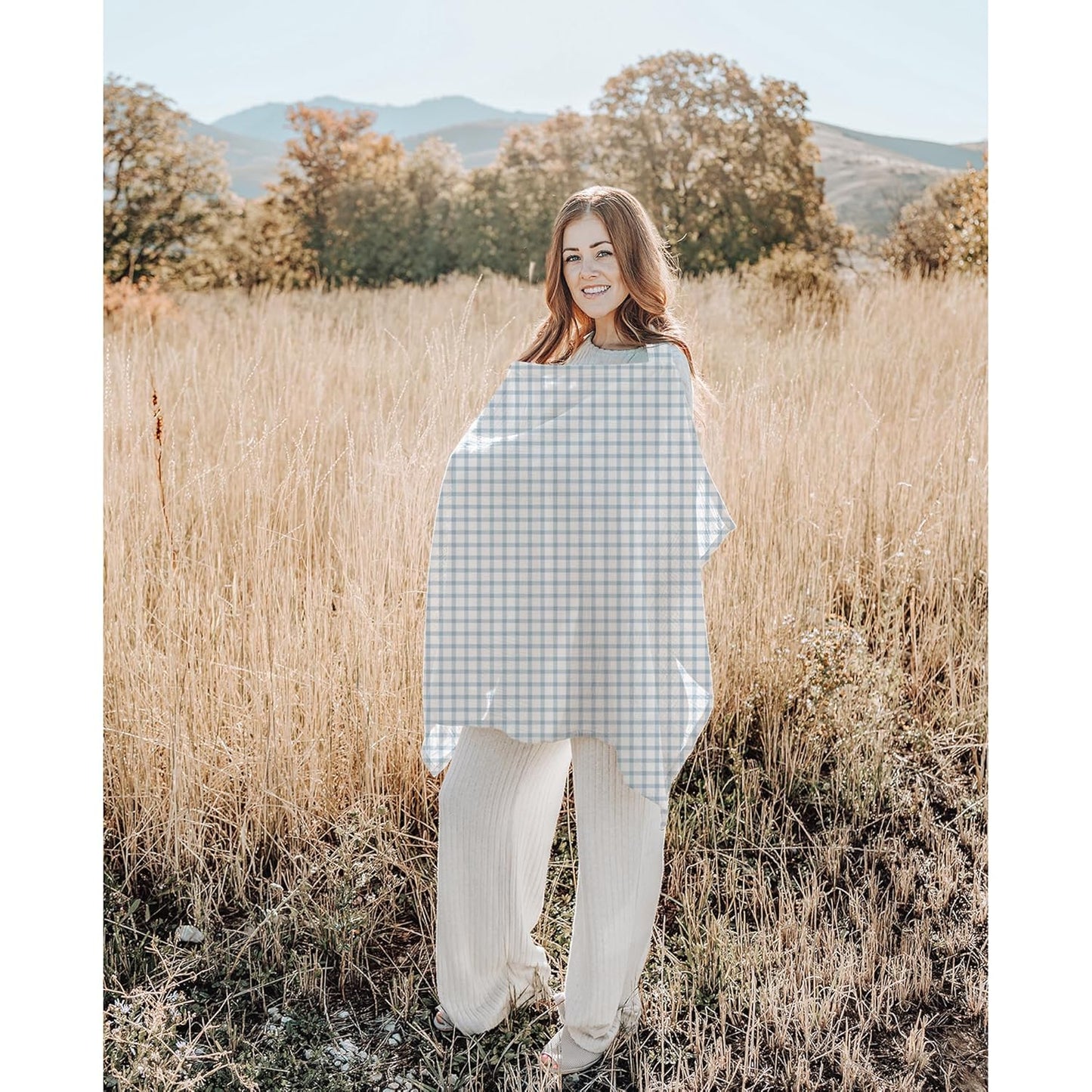 Konssy 2-Pack Muslin Nursing Cover Up for Breastfeeding Moms with Rigid Hoop, 100% Cotton, Lightweight & Breathable Breastfeeding Cover, Adjustable & Comfort