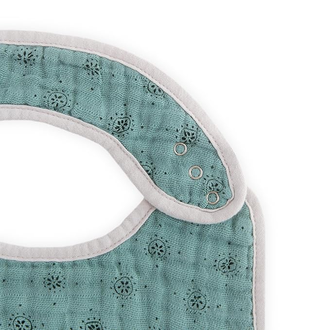 Little Unicorn Premium Classic Bib 3 pack | Adjustable as baby grows | Soft fabric on skin | Great for first time eaters (Vintage Floral)