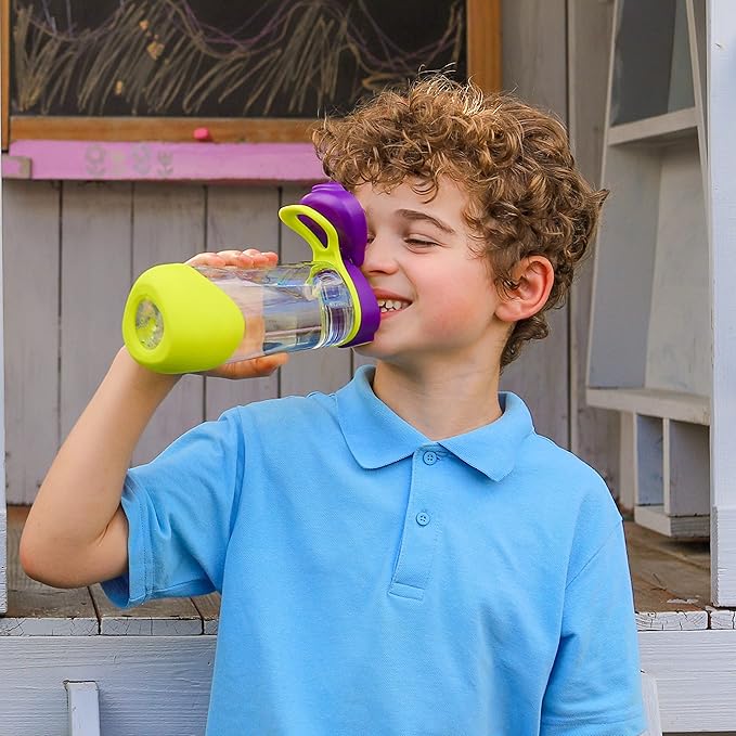 b.box 20 oz Sport Spout Kids Water Bottle for School, Sports, Travel, Daycare. Leakproof, Spill Proof, Dishwasher Safe. Easy Grip Triangle Shape, Durable Tritan Material. BPA Free.