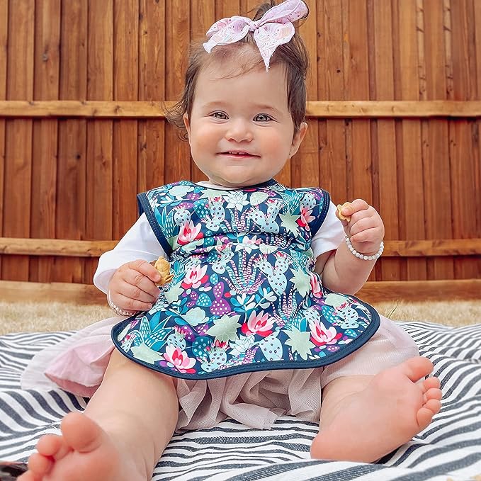 BapronBaby Desert Floral Bapron - No Neck Tie Safer Bib for Baby & Toddler - Soft Waterproof Stain Resistant - Machine Washable - Sz Baby/Toddler 6m-3T