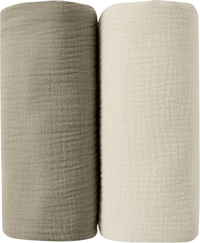 JELLYMONI Muslin Swaddle Blankets for Unisex, 2 Pack Newborn Receiving Blanket, Large 47 x 47 inches Soft Breathable Muslin Baby Blanket for Newborn Boys & Girl