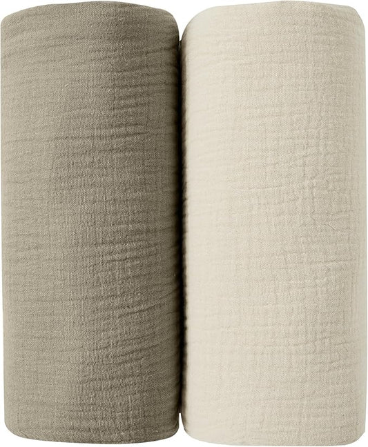 JELLYMONI Muslin Swaddle Blankets for Unisex, 2 Pack Newborn Receiving Blanket, Large 47 x 47 inches Soft Breathable Muslin Baby Blanket for Newborn Boys & Girl